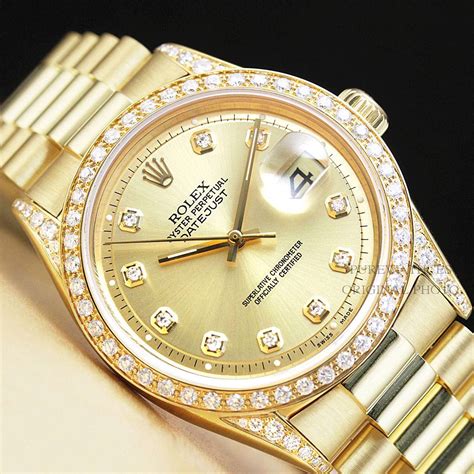 rolex president yellow gold with diamonds|rolex presidential for sale used.